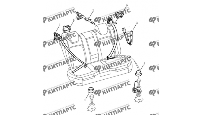Ремни безопасности задних сидений Dong Feng S30