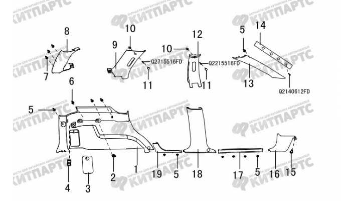 Накладки кузова внутренние Great Wall Hover H3 New